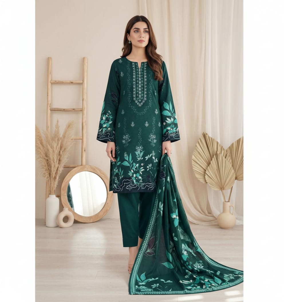 Emerald Green Printed Lawn Suit