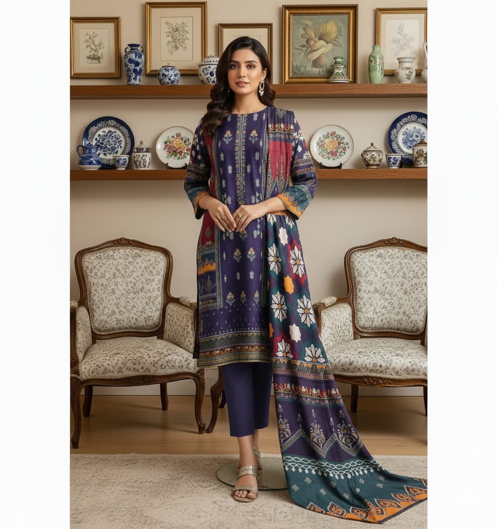 Bin Saeed Emb Lawn 3-Pc