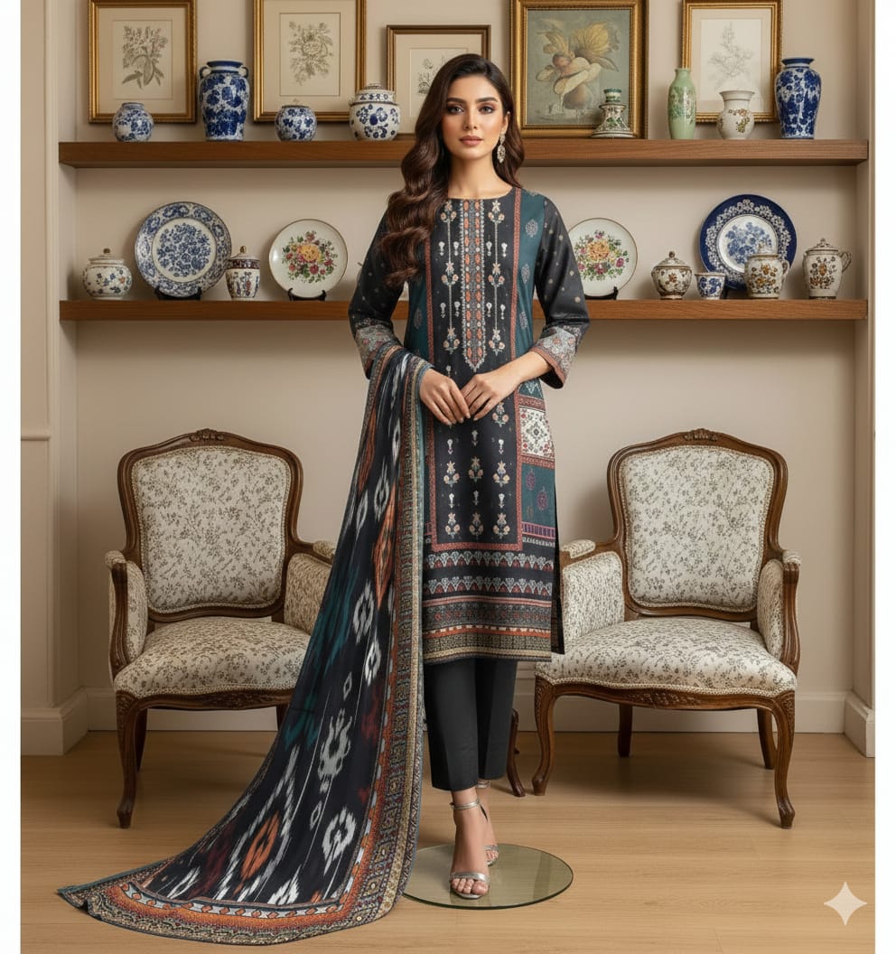 Bin Saeed Embroidered Lawn 3-Piece Suit