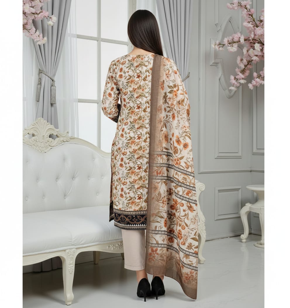 Elegant Floral Printed Lawn Suit