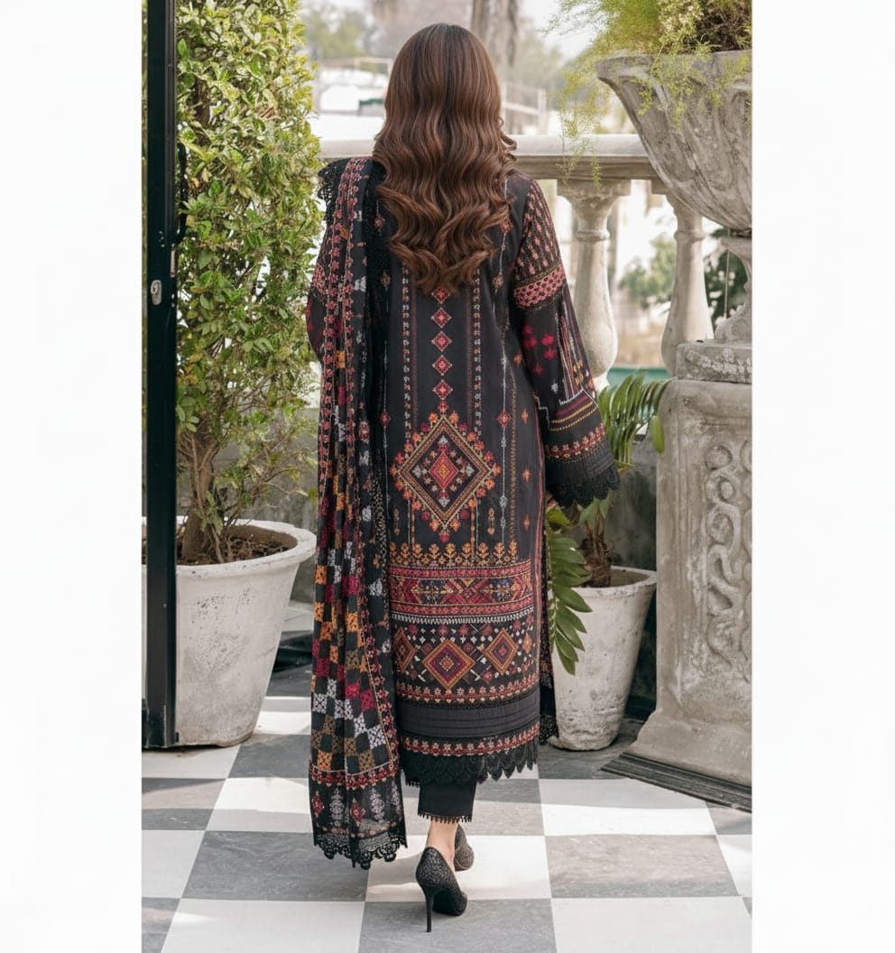 Digitel print Bana Dora Black 3-Piece Lawn