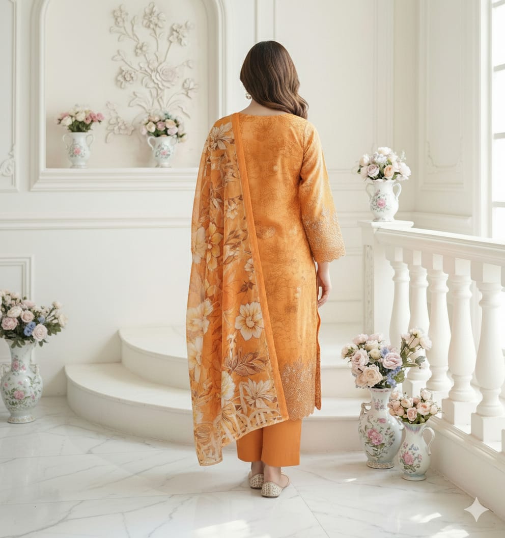 DIGITEL PRINTED DAMAN EMB LAWN 3-PC