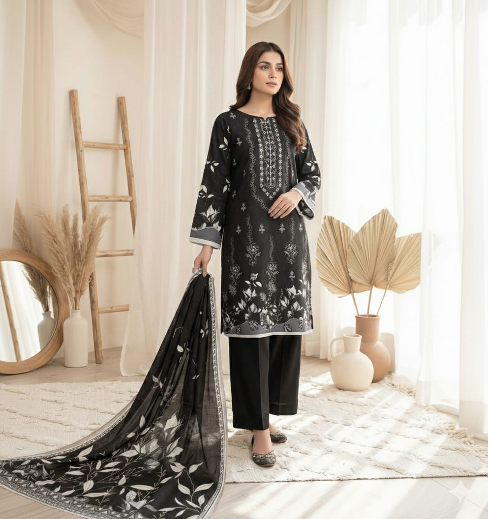 Sapphire womane Digitel Printed neck emb 3-Piece