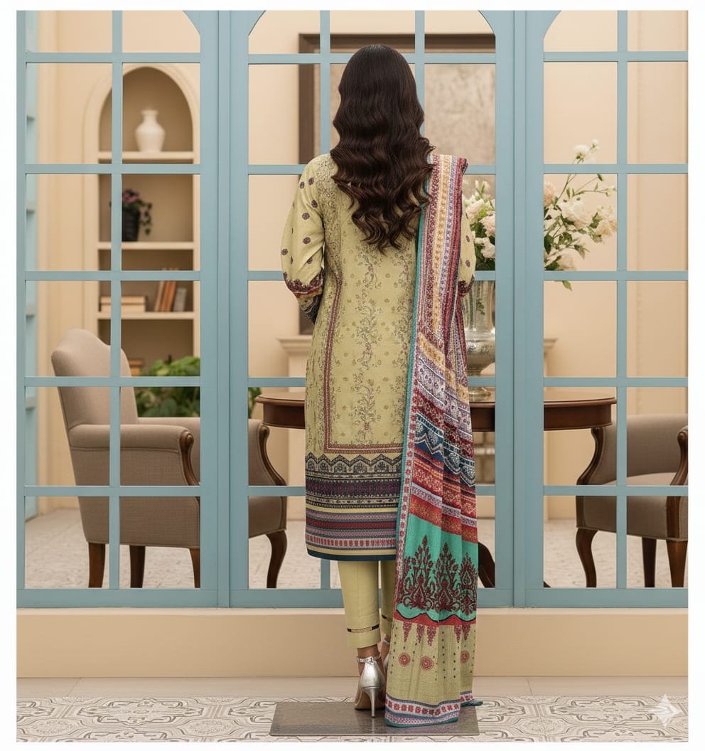 Bin Saeed Embroidered Lawn 3-Piece Suit