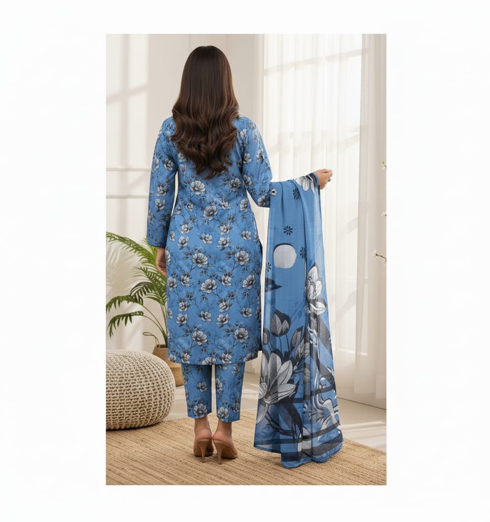 GulAhmad Digitel Printed Unstitched 3-Piece