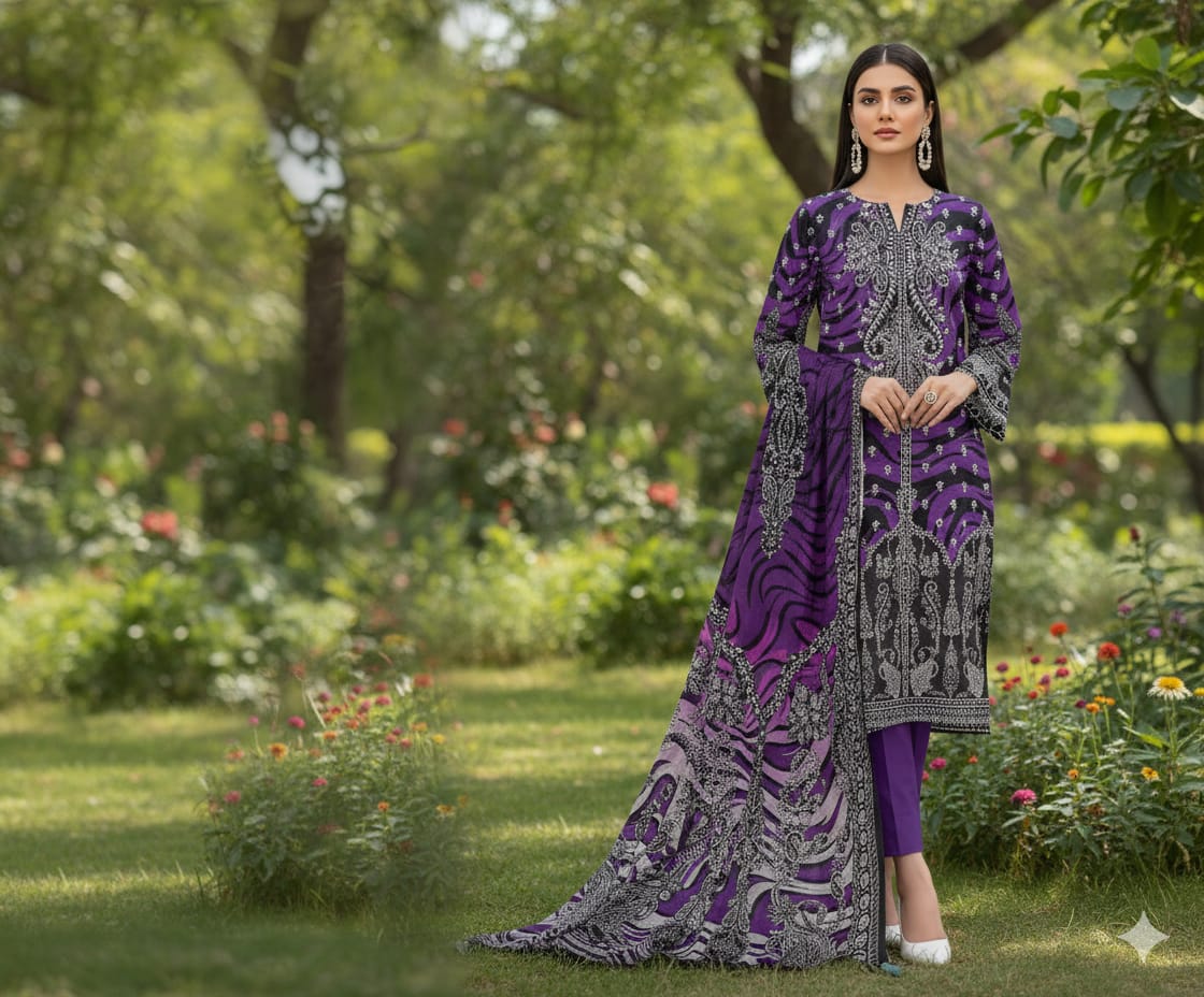 Elegant Purple Lawn Suit