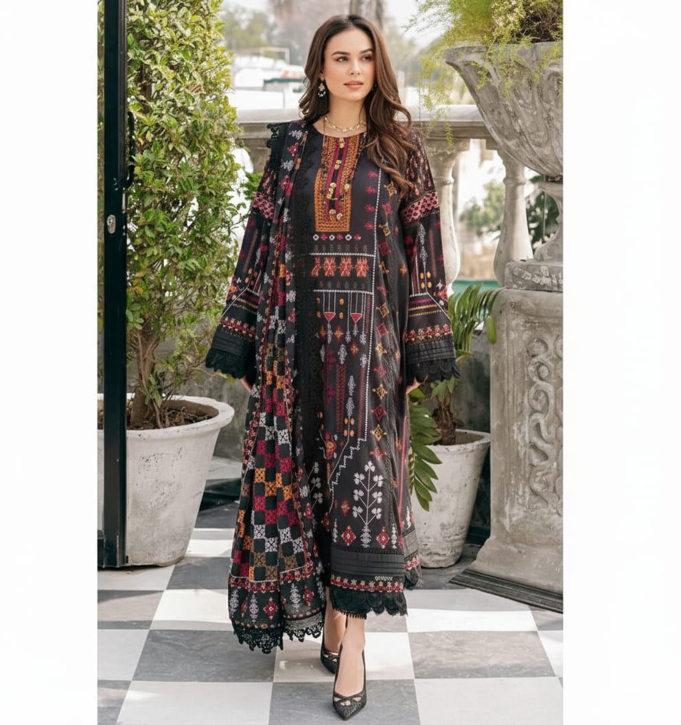 Digitel print Bana Dora Black 3-Piece Lawn