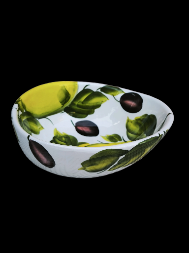 Ciotola in ceramica decorata a mano  limone e olive - Hand-Painted Lemon and olives Ceramic Bowl