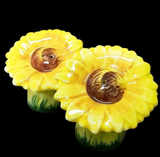 Saliera e pepiera in ceramica a forma di girasole - Sunflower Ceramic Salt and Pepper Shakers