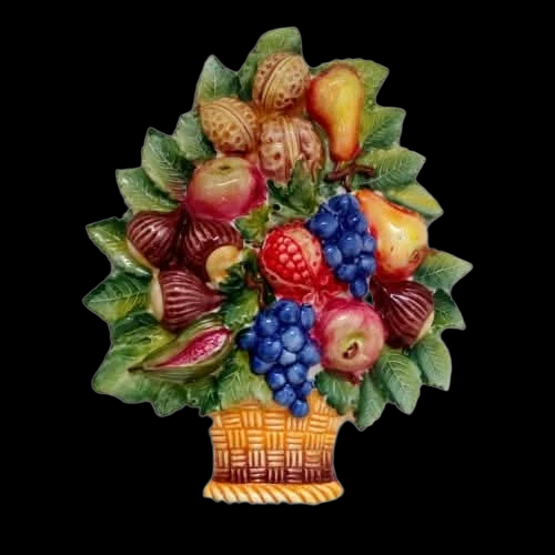 Decorazione da parete decorata a mano - Fruit Basket Wall Plaque