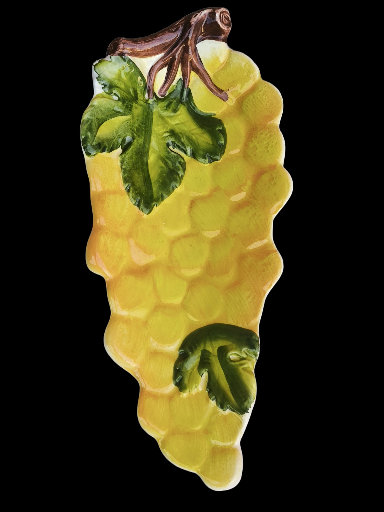Poggiamestolo in ceramica con decoro  uva - Ceramic spoon rest with grape decoration