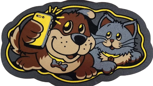 Zerbino selfie cane e gatto - Dog & Cat Cartoon Doormat