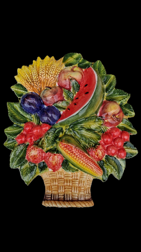 Decorazione da parete decorata a mano - Fruit Basket Wall Plaque
