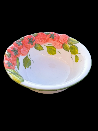 Ciotola in ceramica dipinta a mano con decorati pomodori - Hand-Painted Tomato Ceramic Bowl