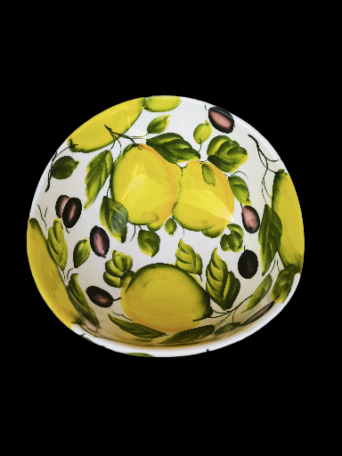 Ciotola in ceramica decorata a mano  limone e olive - Hand-Painted Lemon and olives Ceramic Bowl