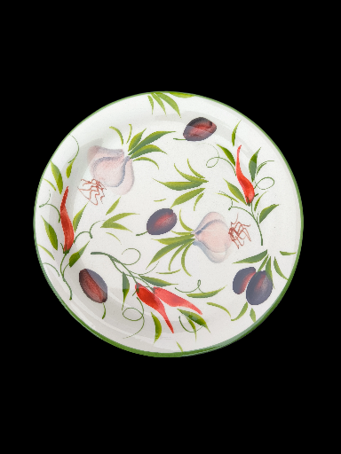 Piatto decorato a mano aglio, peperoncino, olive - Hand-Painted Ceramic Plate