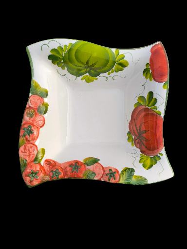 Ciotola, ciotolina, piatto in ceramica decorata con pomodori - Ceramic bowl, small bowl, plate decorated with tomatoes