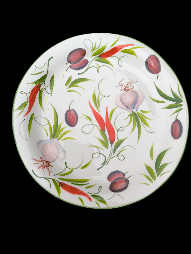 Piatto decorato a mano aglio, peperoncino, olive - Hand-Painted Ceramic Plate