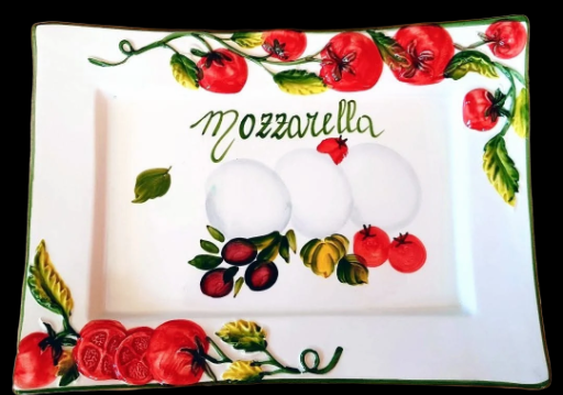 Piatto rettangolare in ceramica per mozzarella - Mozzarella Rectangular Ceramic Plate