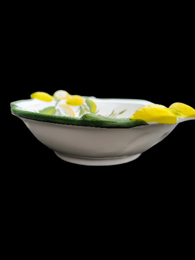 Ciotola in ceramica a coste dipinta a mano con limoni - Hand-Painted Lemon Ceramic Bowl