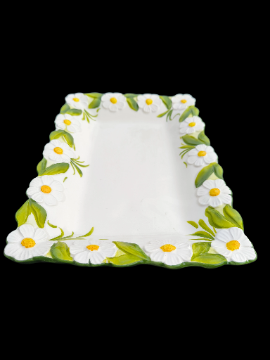 Piatto rettangolare decorato con margherite - Daisy Floral Rectangular Plate