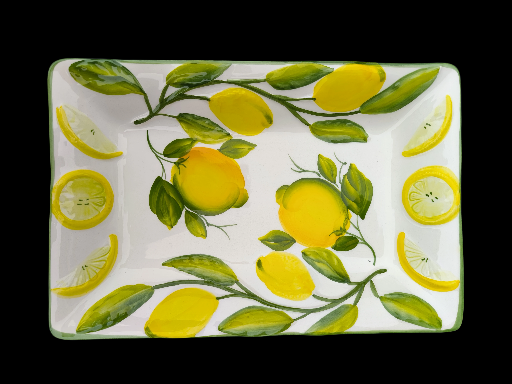 Piatto da portata in ceramica con motivo a limone - Lemon Motif Ceramic Serving Platter