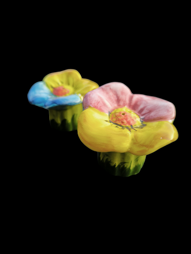 Sale e pepe in ceramica a forma di fiore - Flower-shaped ceramic salt and pepper shakers