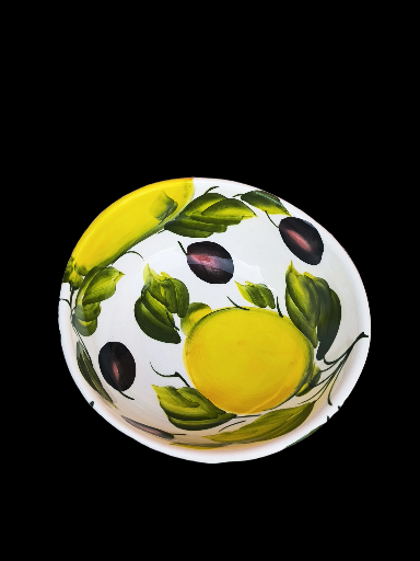 Ciotola in ceramica decorata a mano  limone e olive - Hand-Painted Lemon and olives Ceramic Bowl