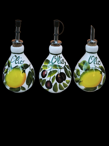 Bottiglie per olio d'oliva in ceramica dipinte a mano- Handpainted Ceramic Olive Oil Bottles
