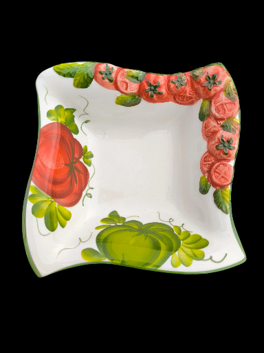 Ciotola, ciotolina, piatto in ceramica decorata con pomodori - Ceramic bowl, small bowl, plate decorated with tomatoes