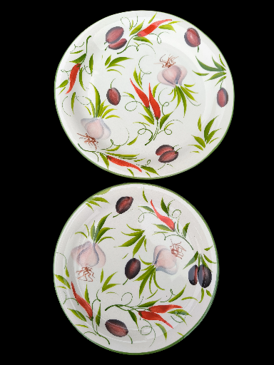 Piatto decorato a mano aglio, peperoncino, olive - Hand-Painted Ceramic Plate