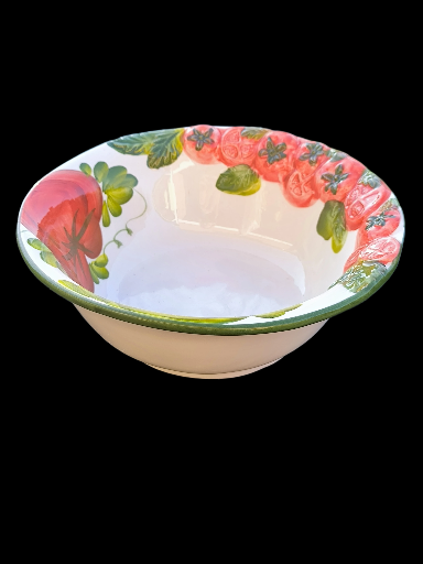 Ciotola in ceramica dipinta a mano con decorati pomodori - Hand-Painted Tomato Ceramic Bowl