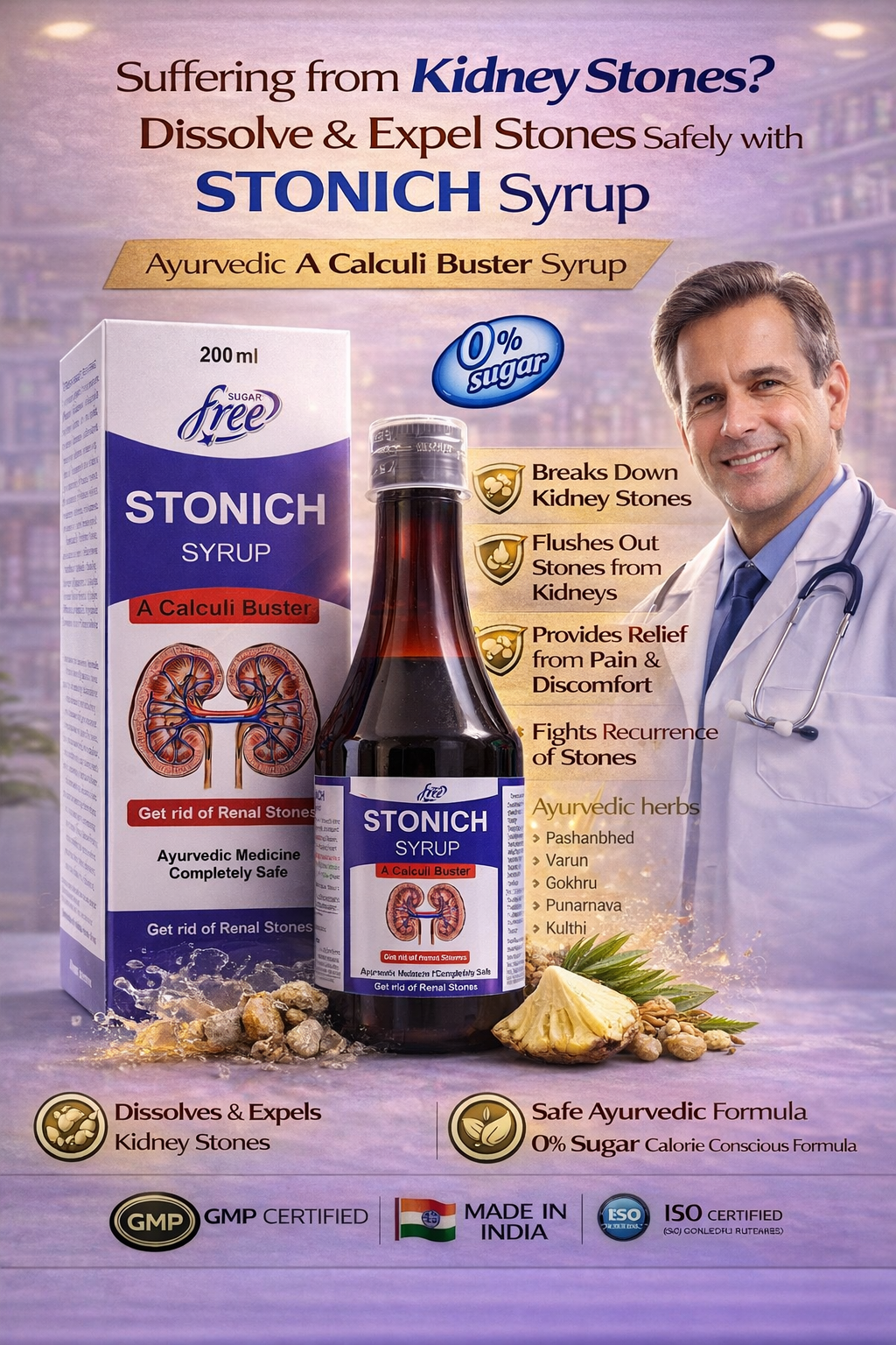 STONICH Syrup (Sugar Free) – Ayurvedic Caluli Buster for Kidney Stones