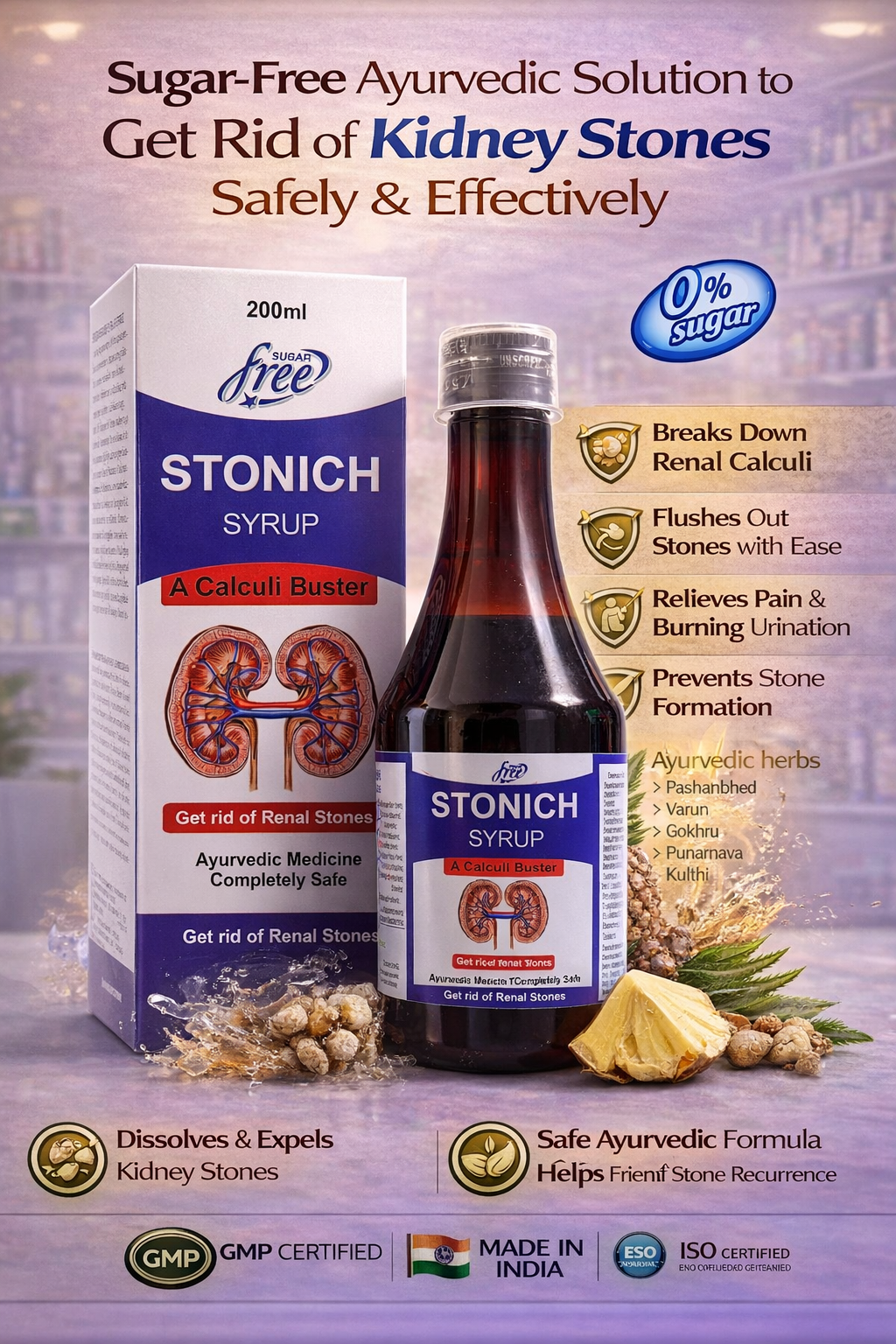 STONICH Syrup (Sugar Free) – Ayurvedic Caluli Buster for Kidney Stones