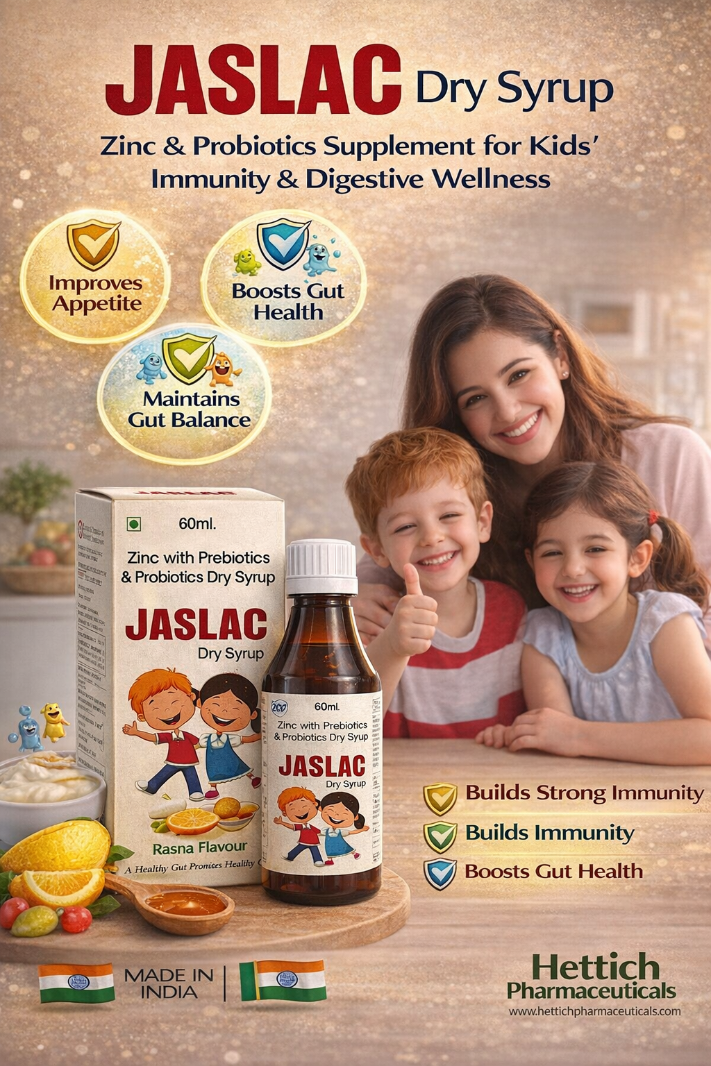 JASLAC Dry Syrup – Zinc with Prebiotics & Probiotics (60 ml)