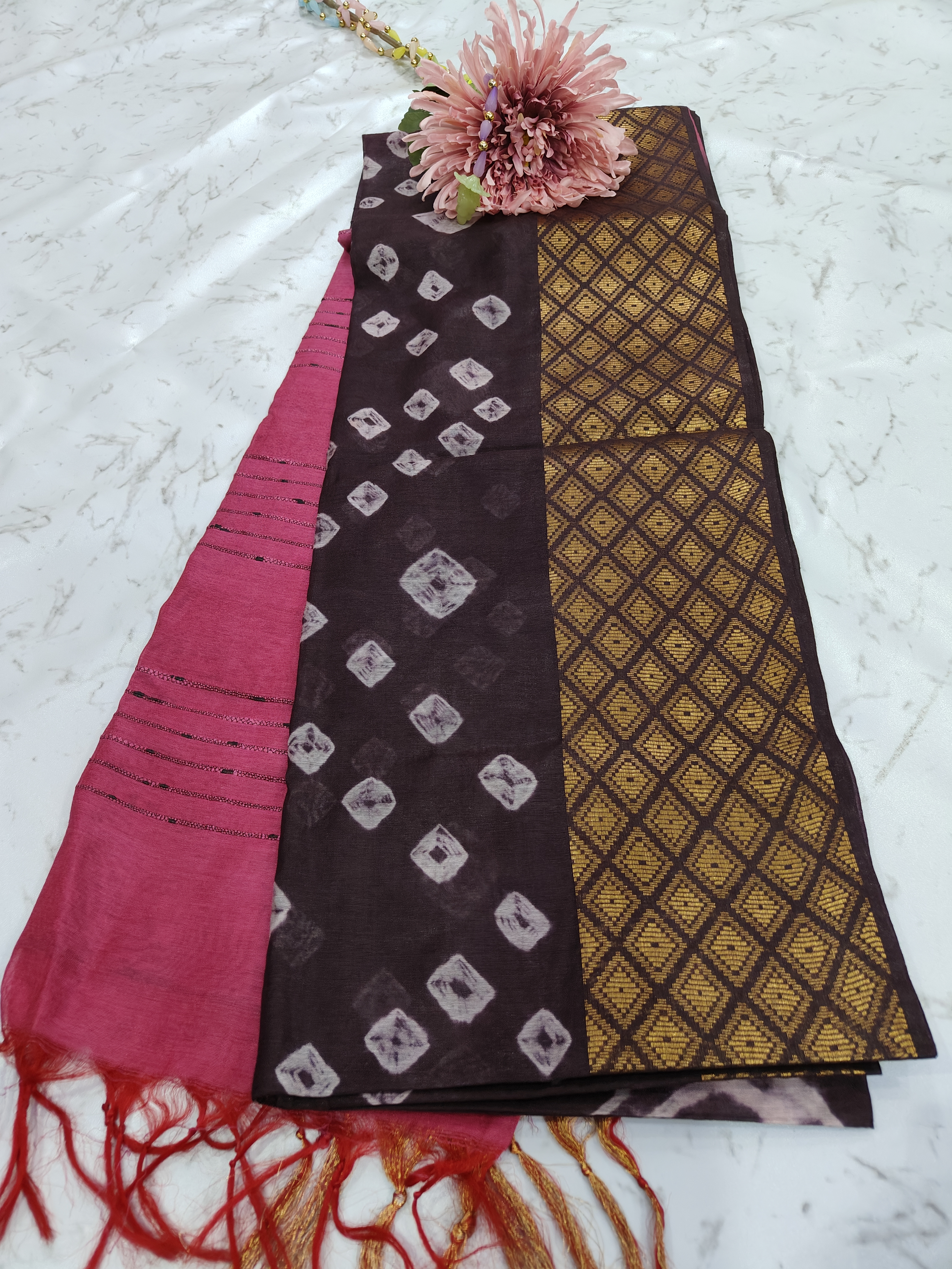 Ethnic Rich Brown Silk Cotton Saree