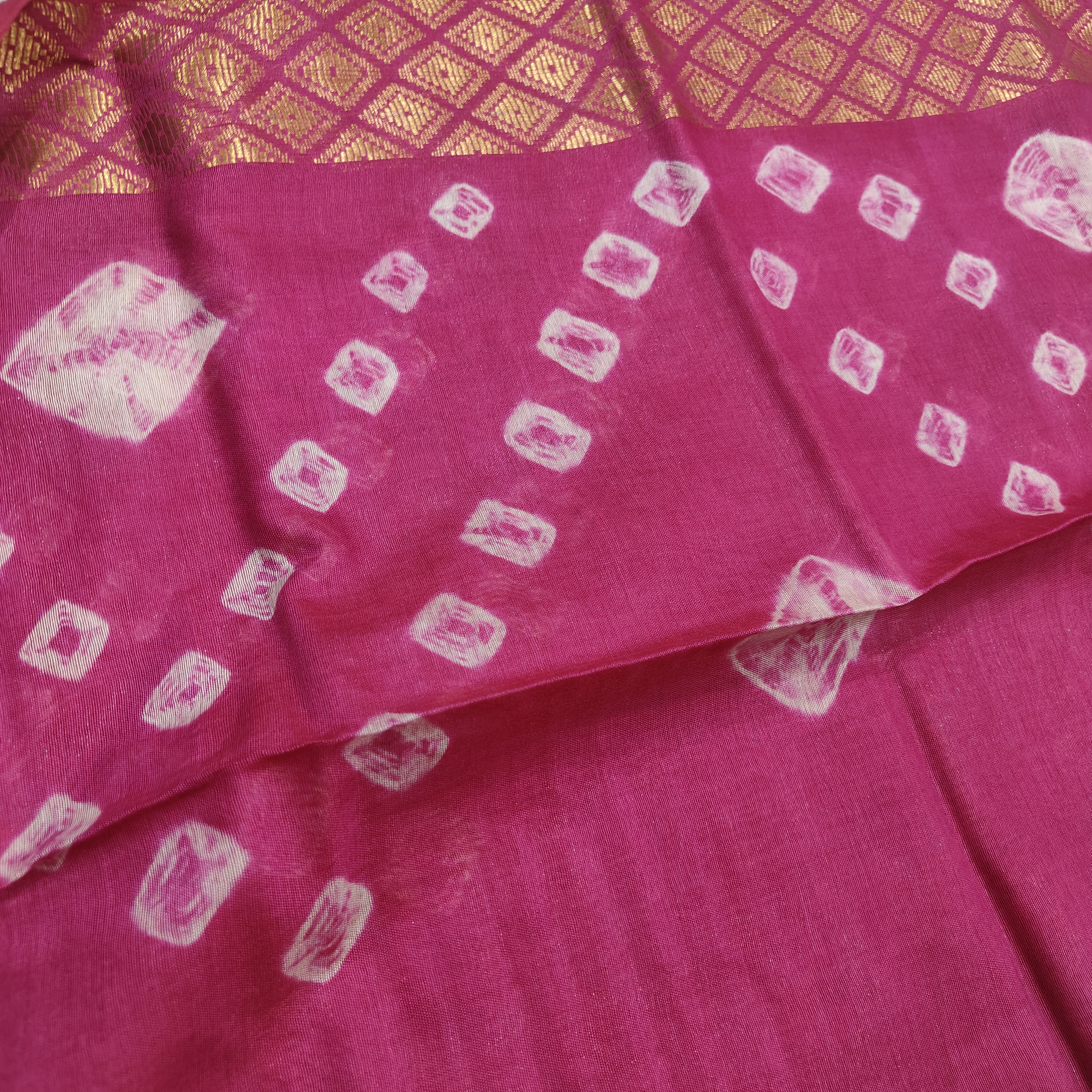 Deep Pink and Orange bhagalpuri woven saree