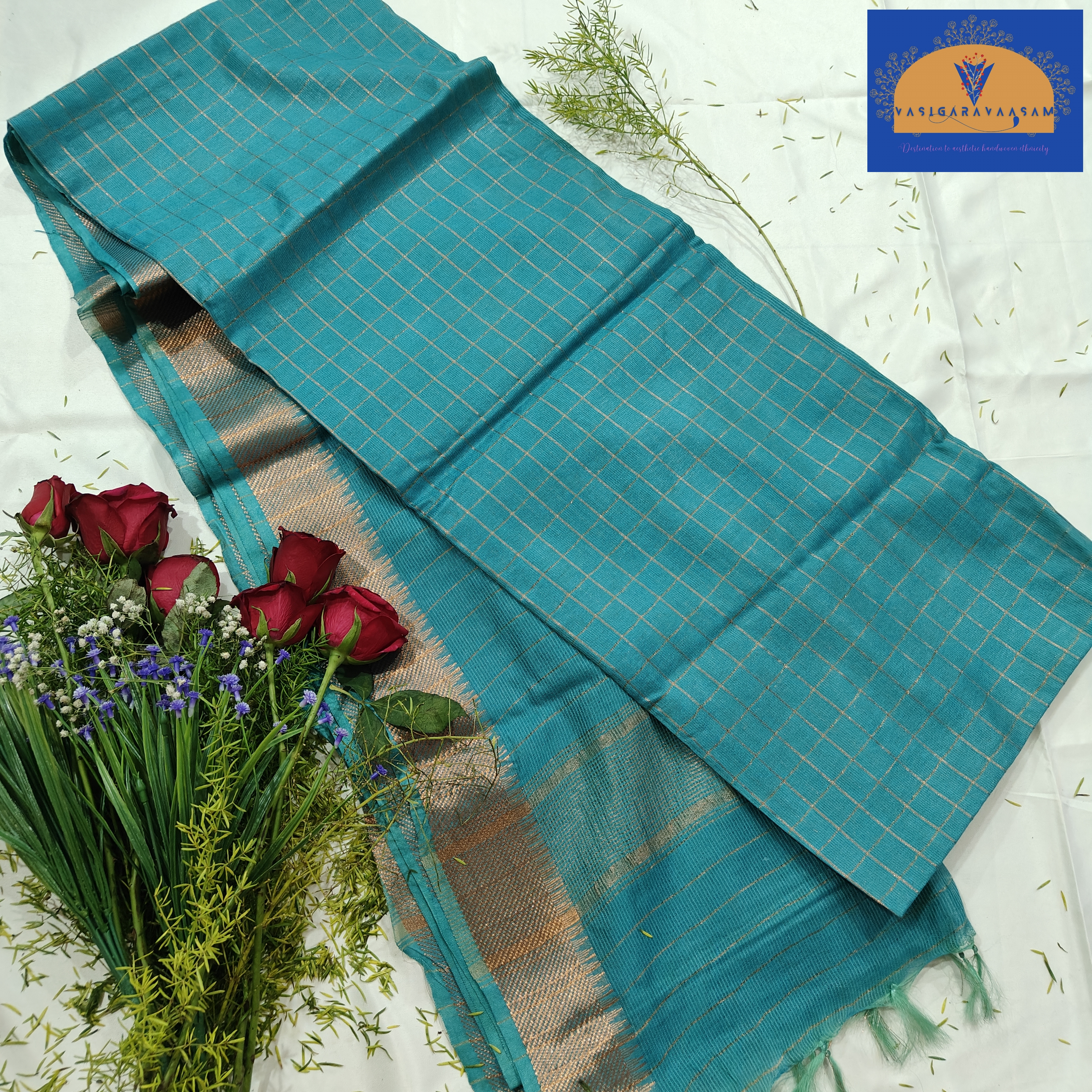 Elegant Teal Silk Saree