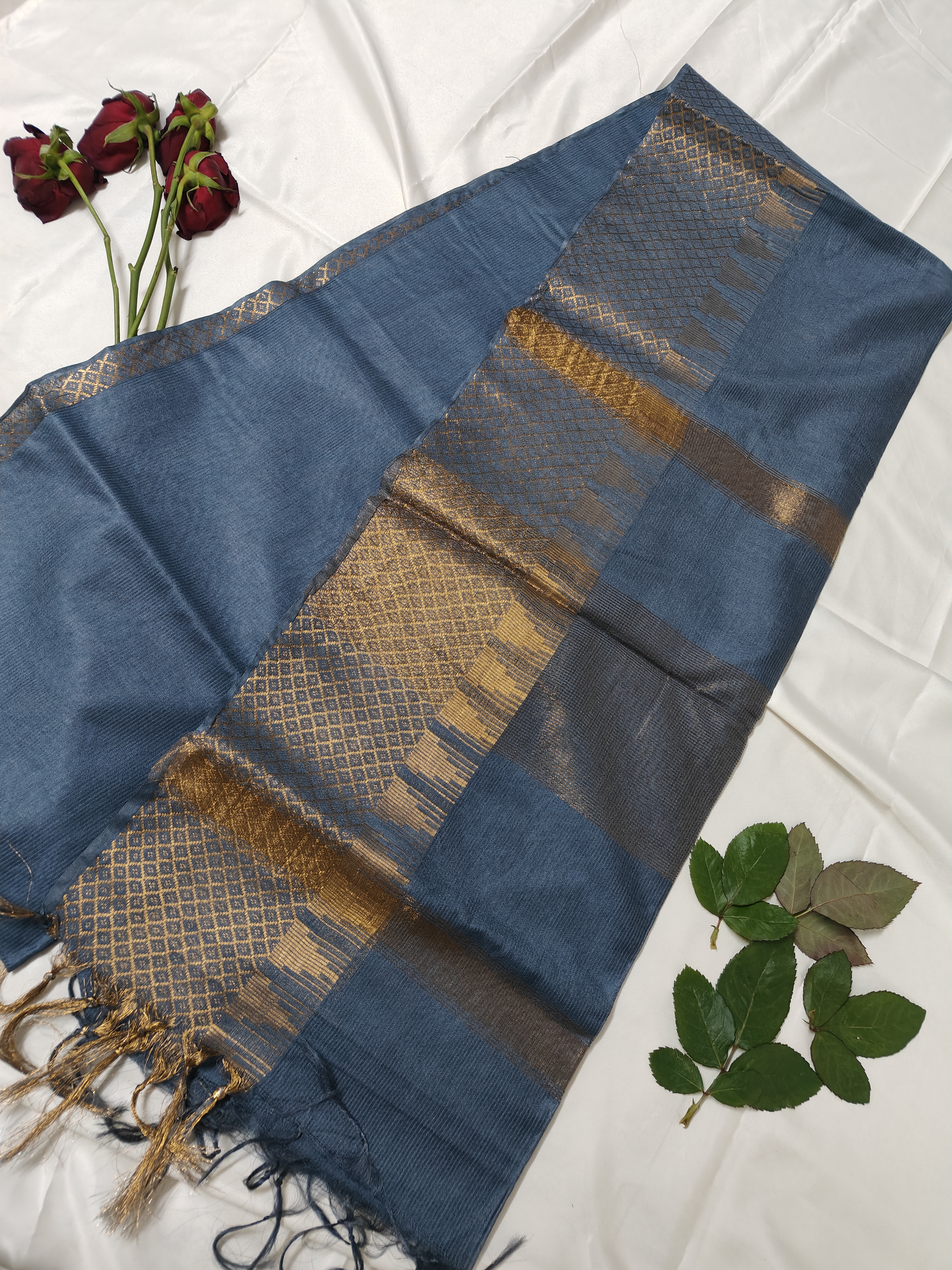 Elegant Blue Kota Doriya Cotton Saree