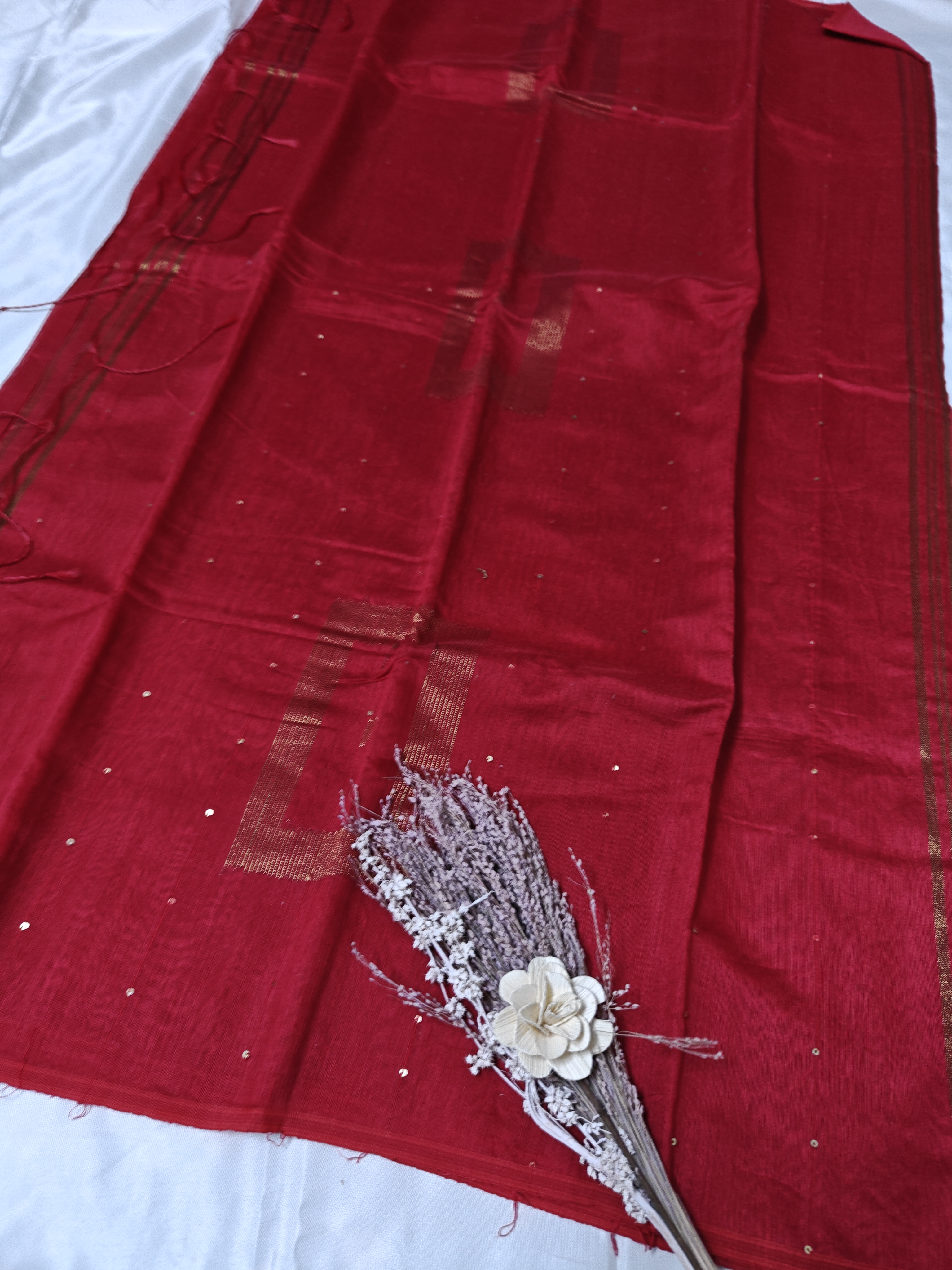 Elegant Red Cotton Saree