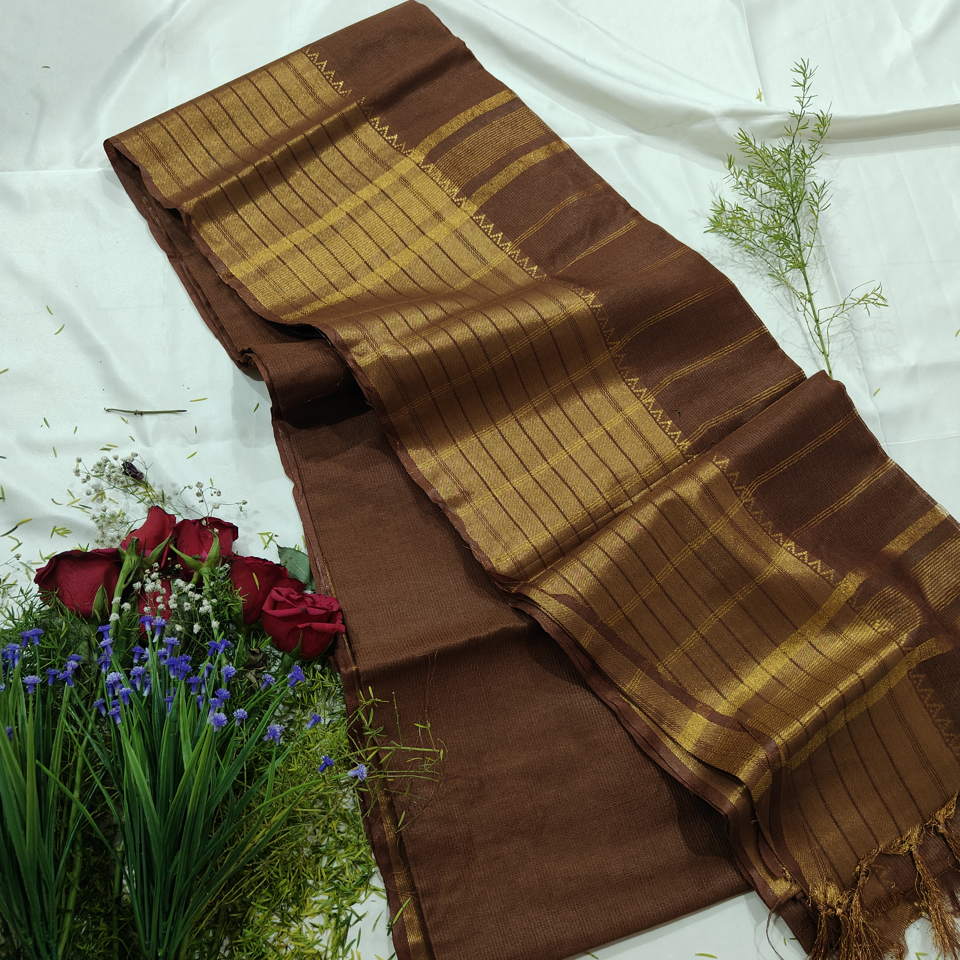 Elegant Brown Silk Saree