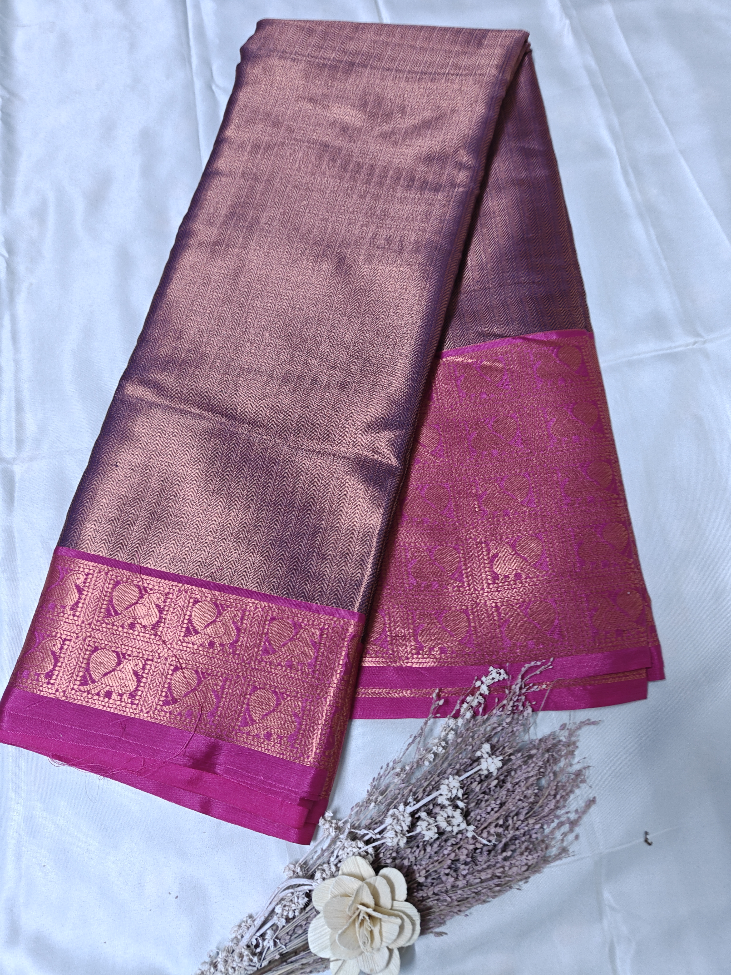 Elegant Semi Silk copper and pink toned Saree