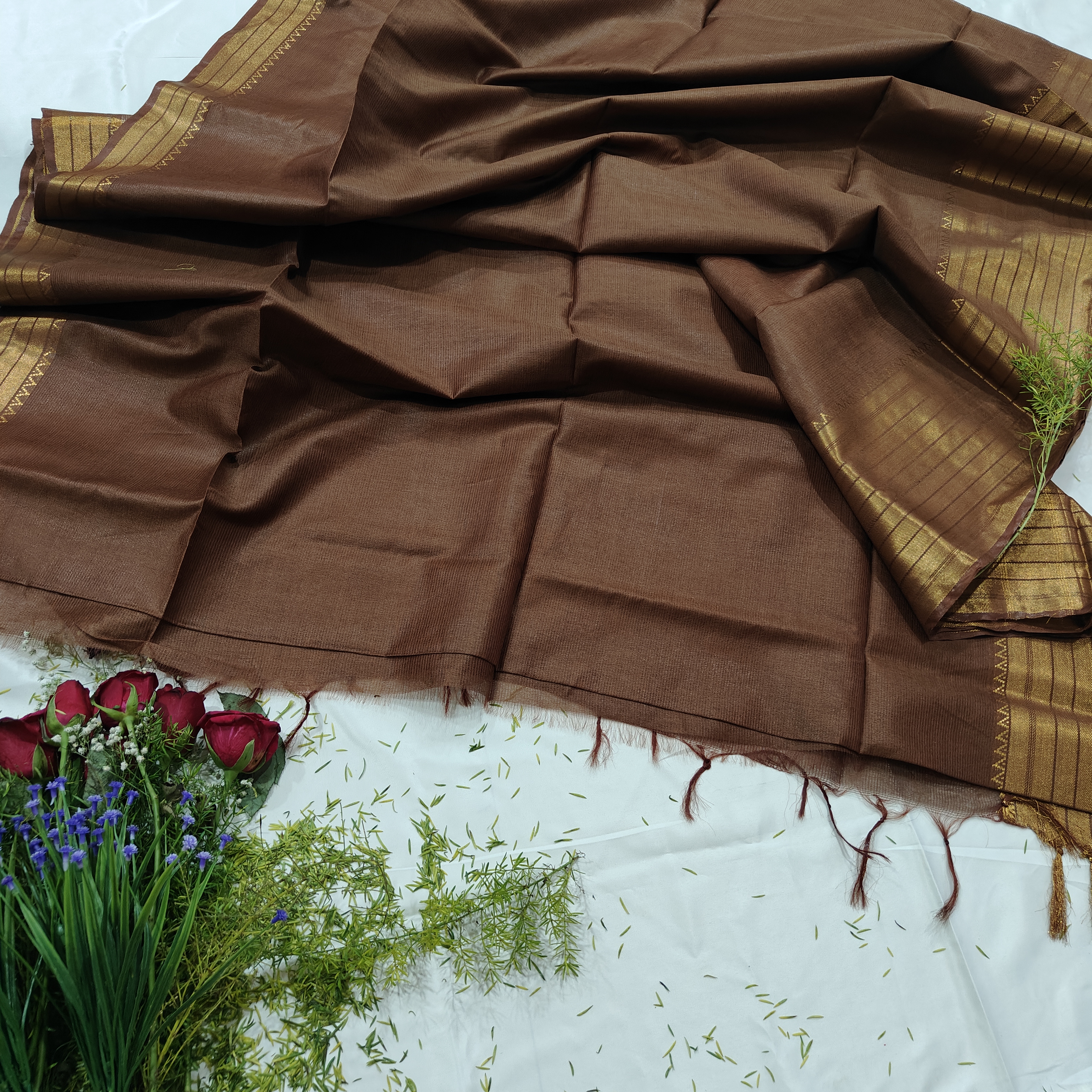 Elegant Brown Silk Saree