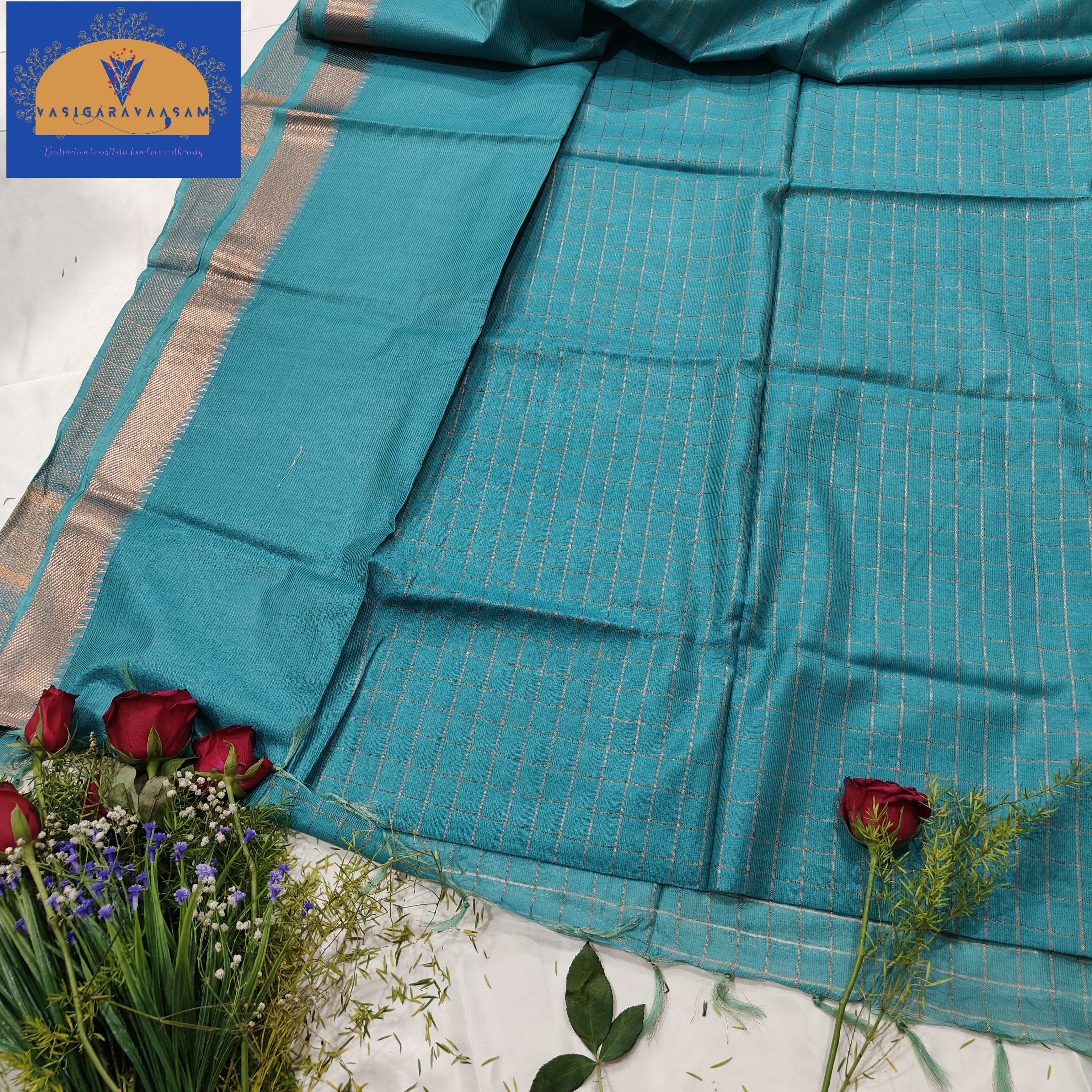 Elegant Teal Silk Saree
