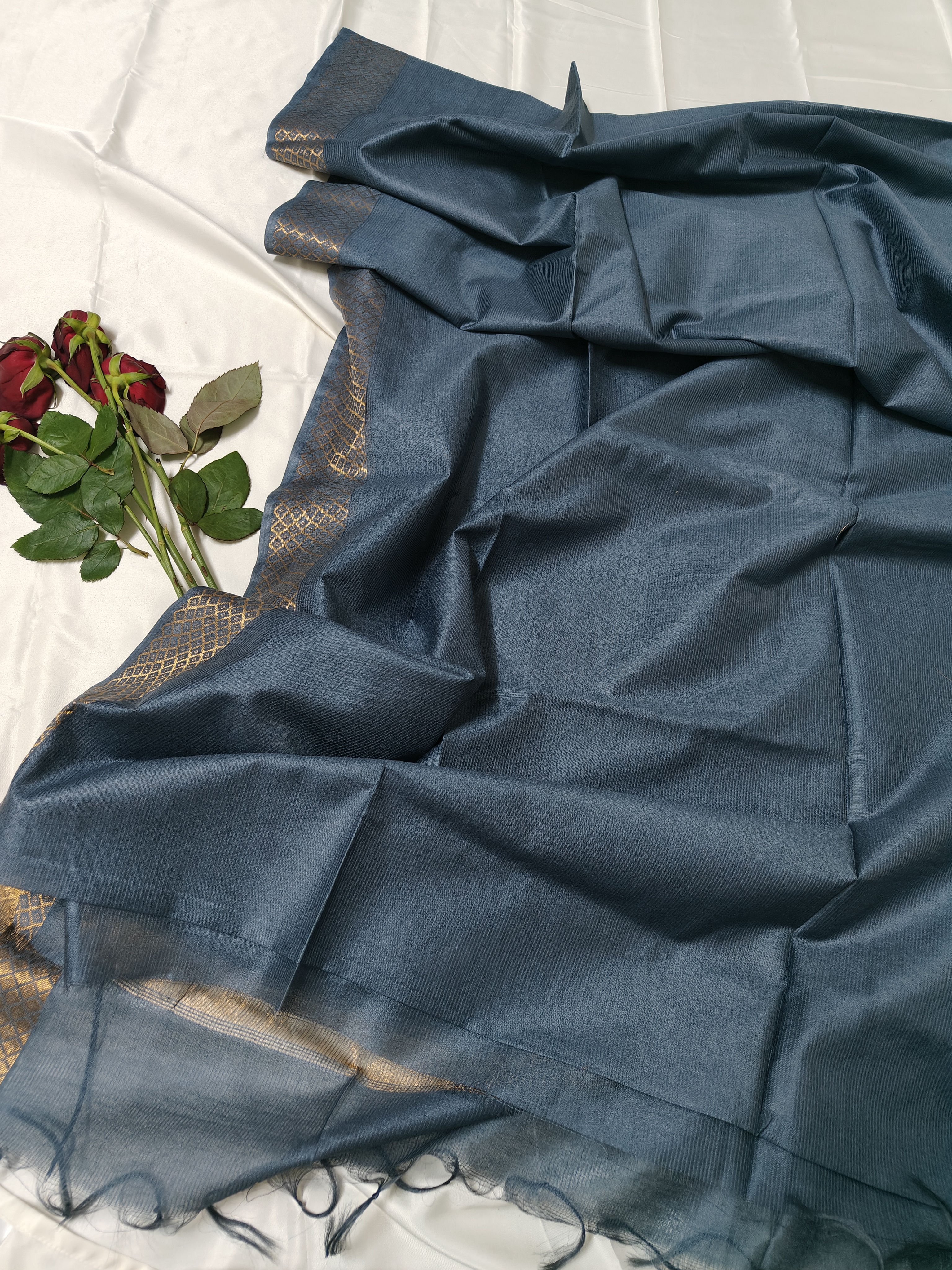 Elegant Blue Kota Doriya Cotton Saree