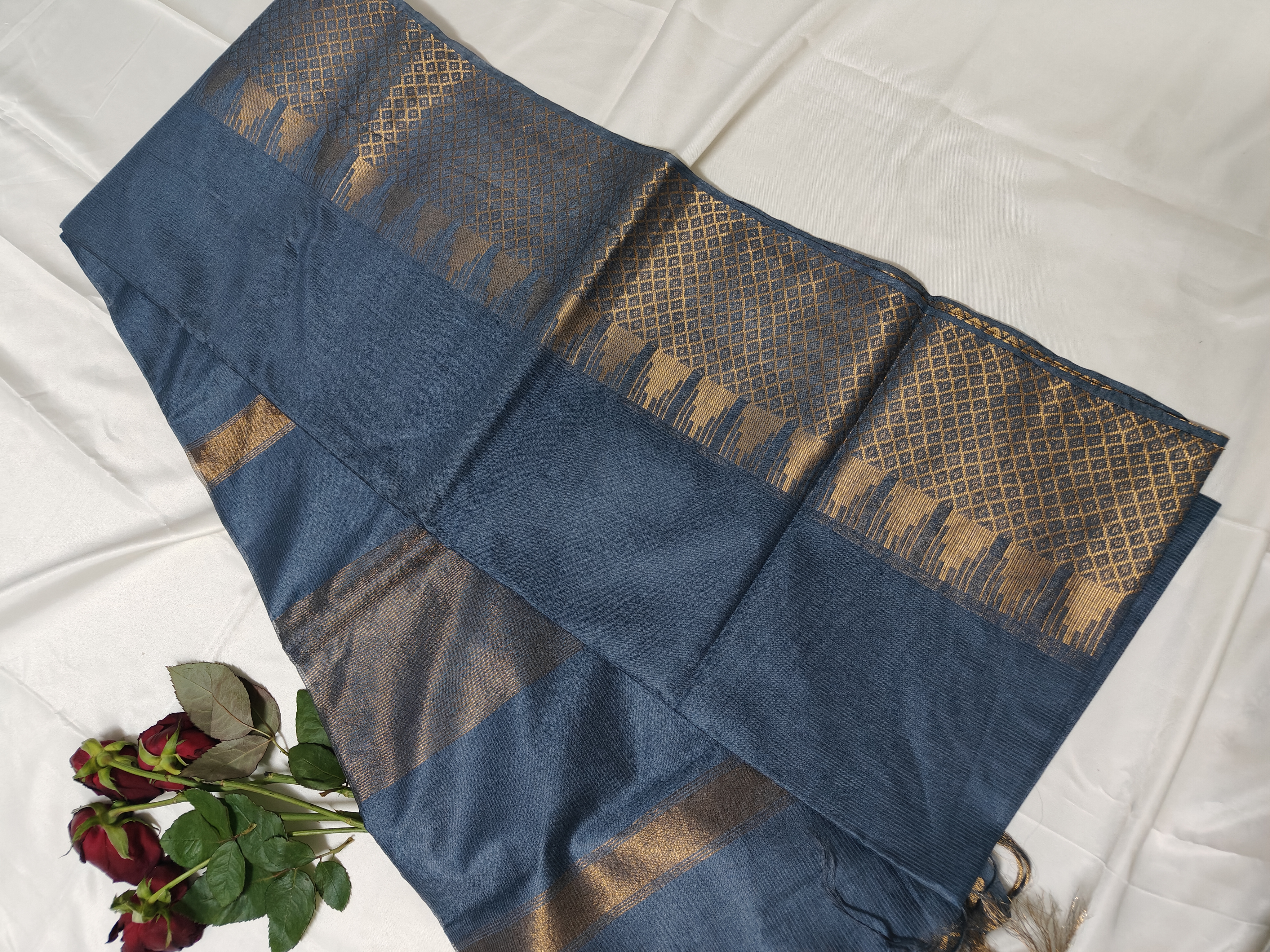 Elegant Blue Kota Doriya Cotton Saree