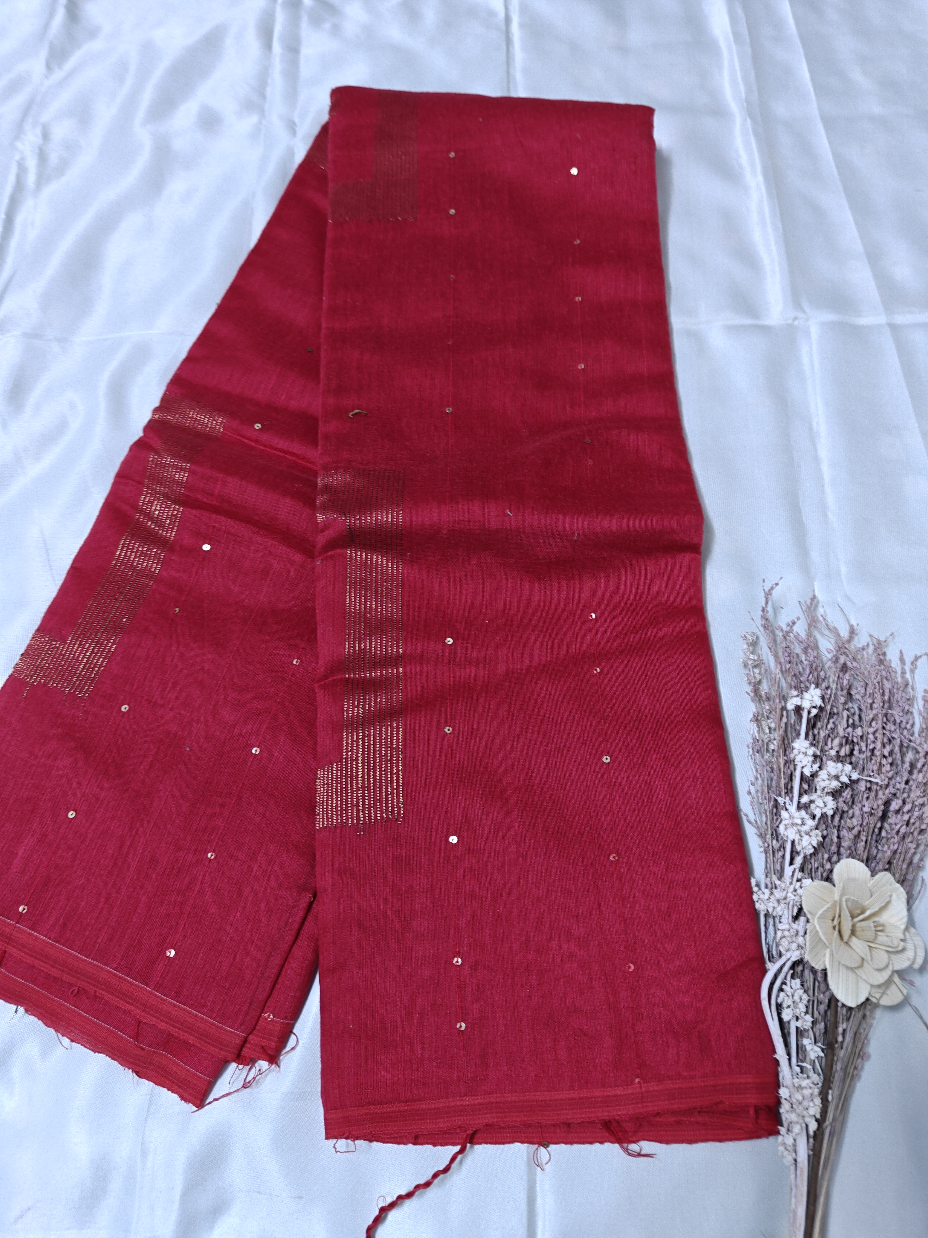 Elegant Red Cotton Saree