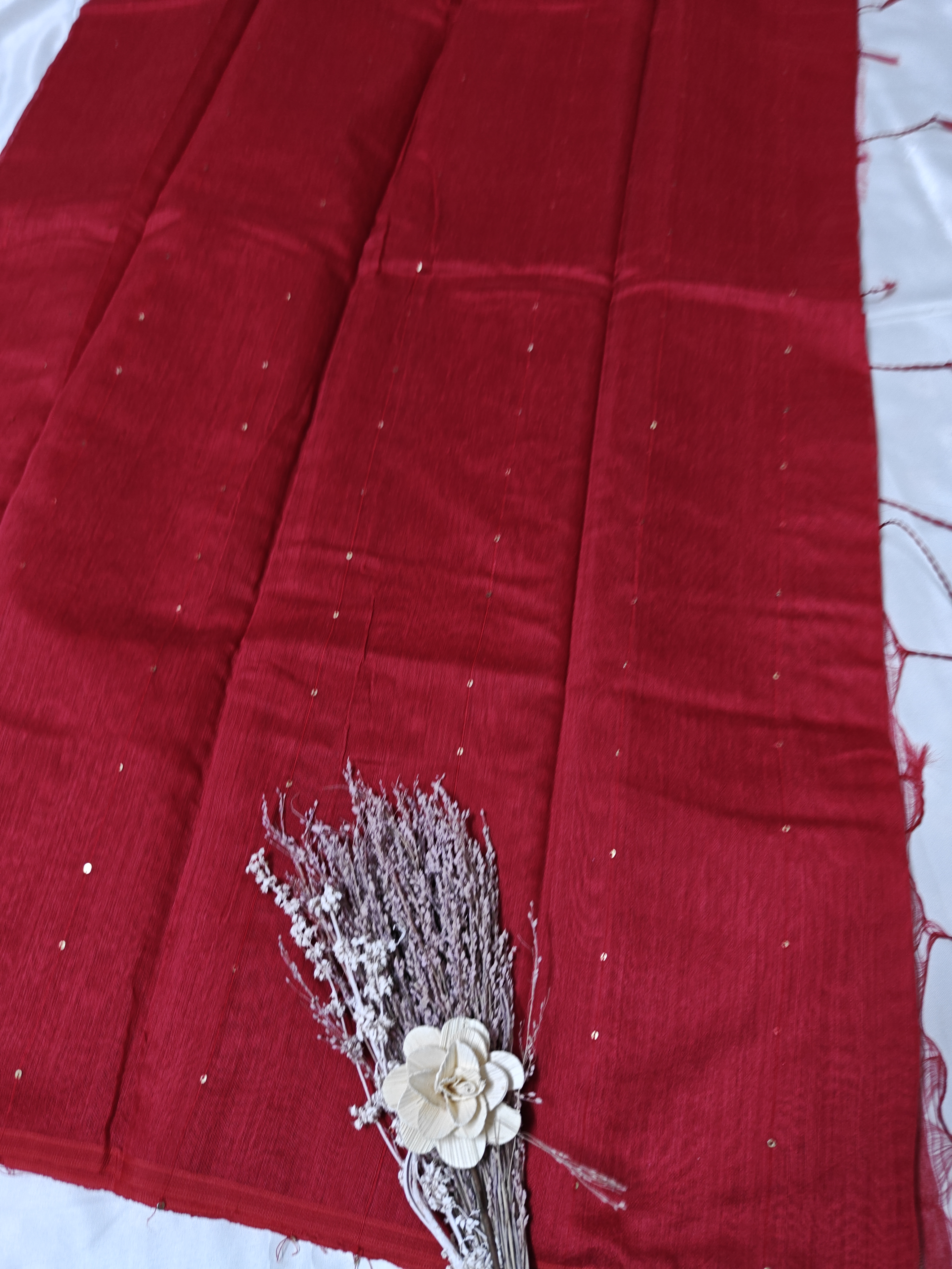 Elegant Red Cotton Saree
