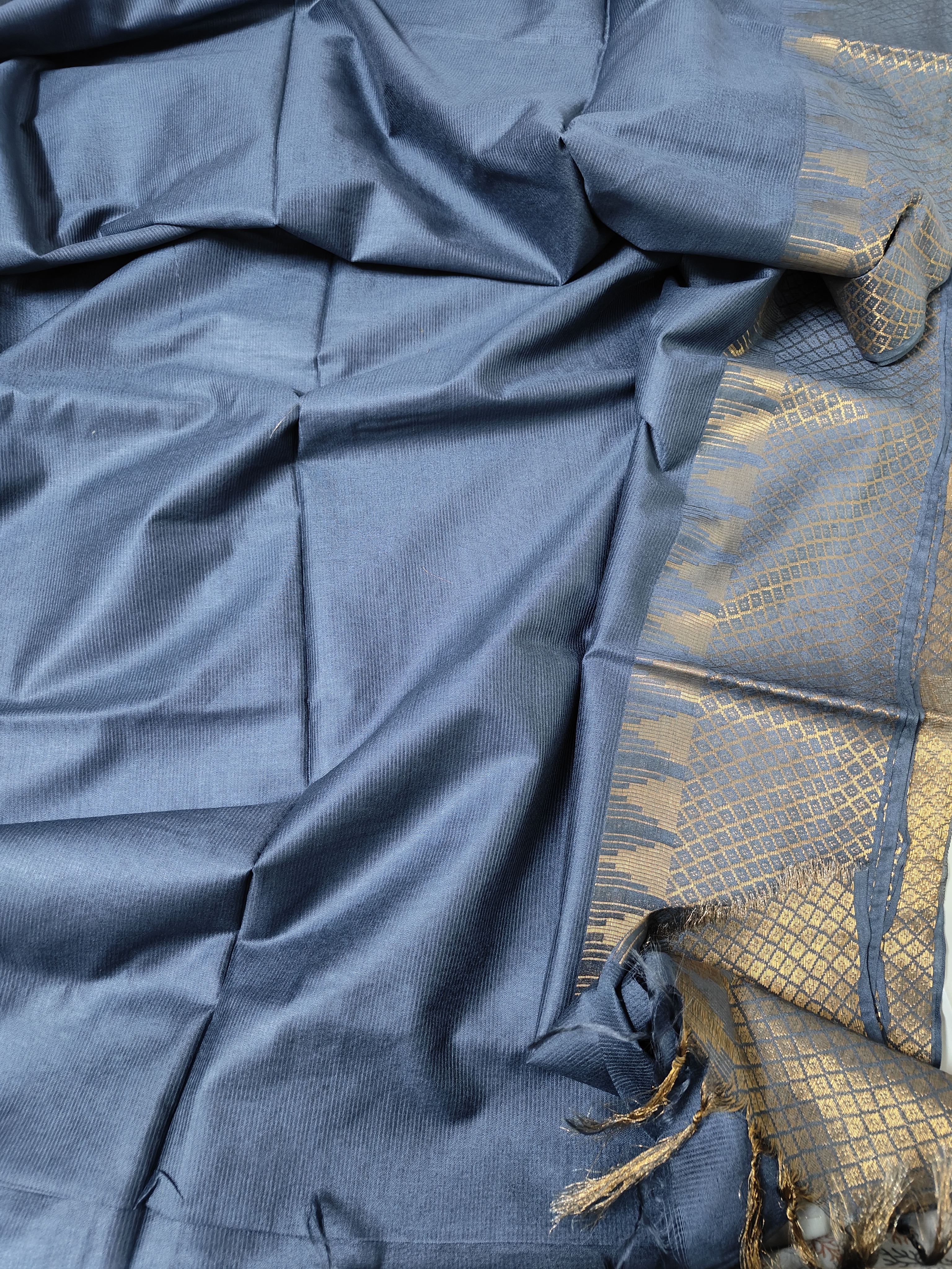 Elegant Blue Kota Doriya Cotton Saree