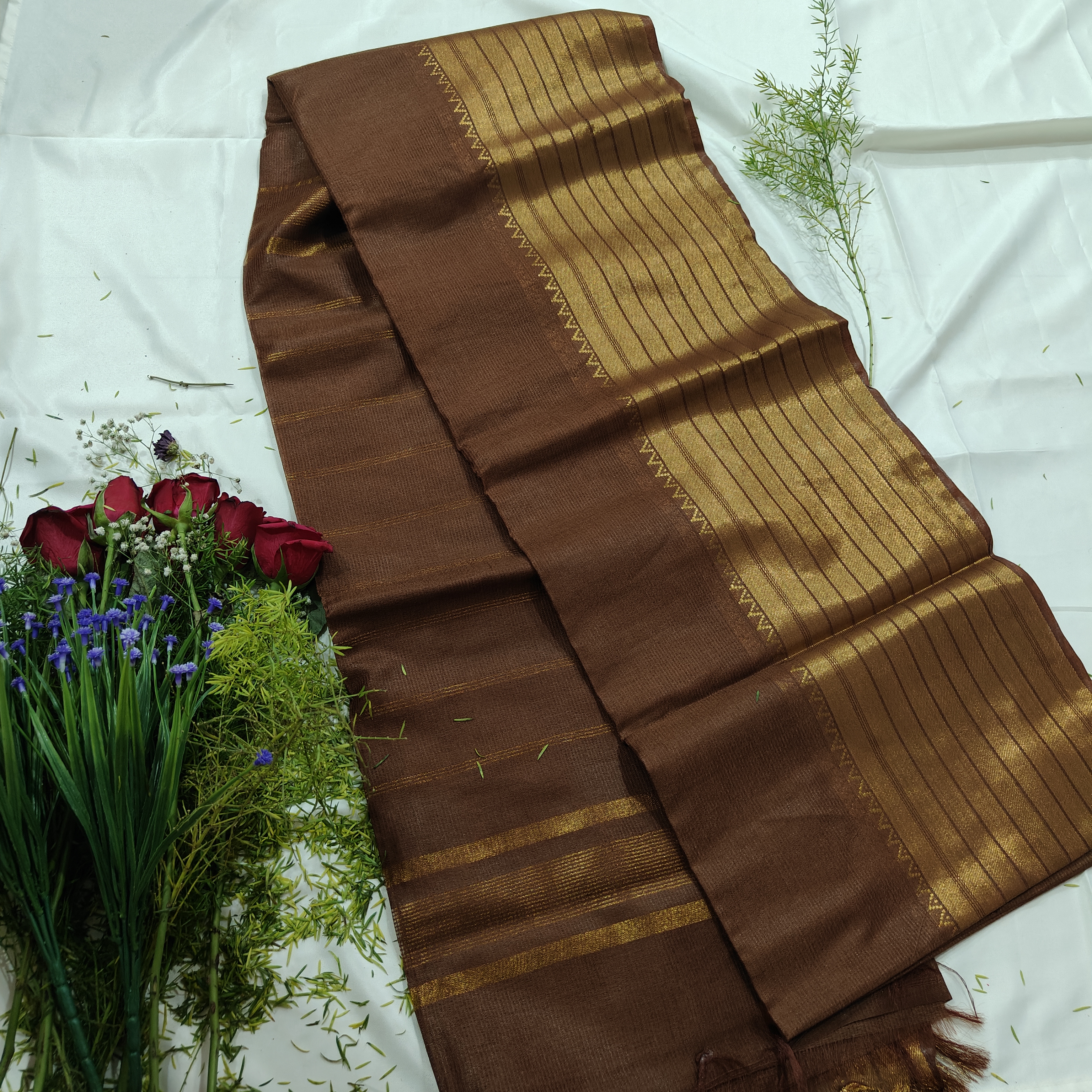 Elegant Brown Silk Saree